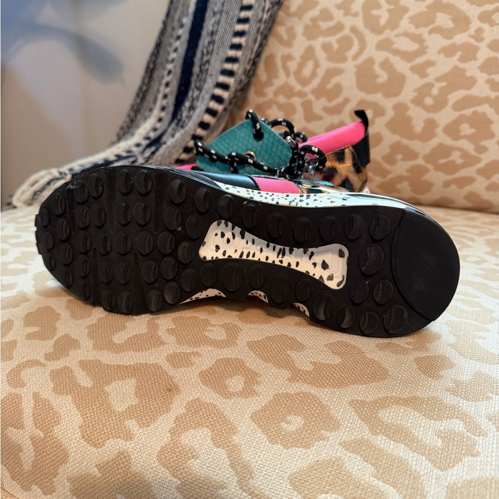 Steve Madden Pink, Black & Teal Mixed-Print Fashion Sneaker - Picture 4 of 5